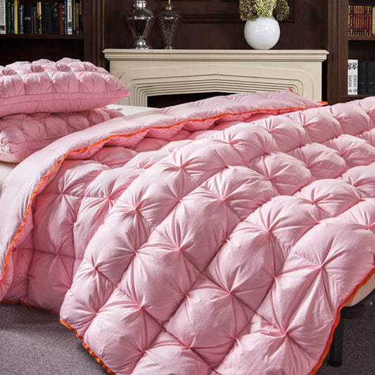 Sweet Pink Red Filling Goose Down Comforter Handwork, W1510 Cotton 100%, Twin/Full/Queen/King