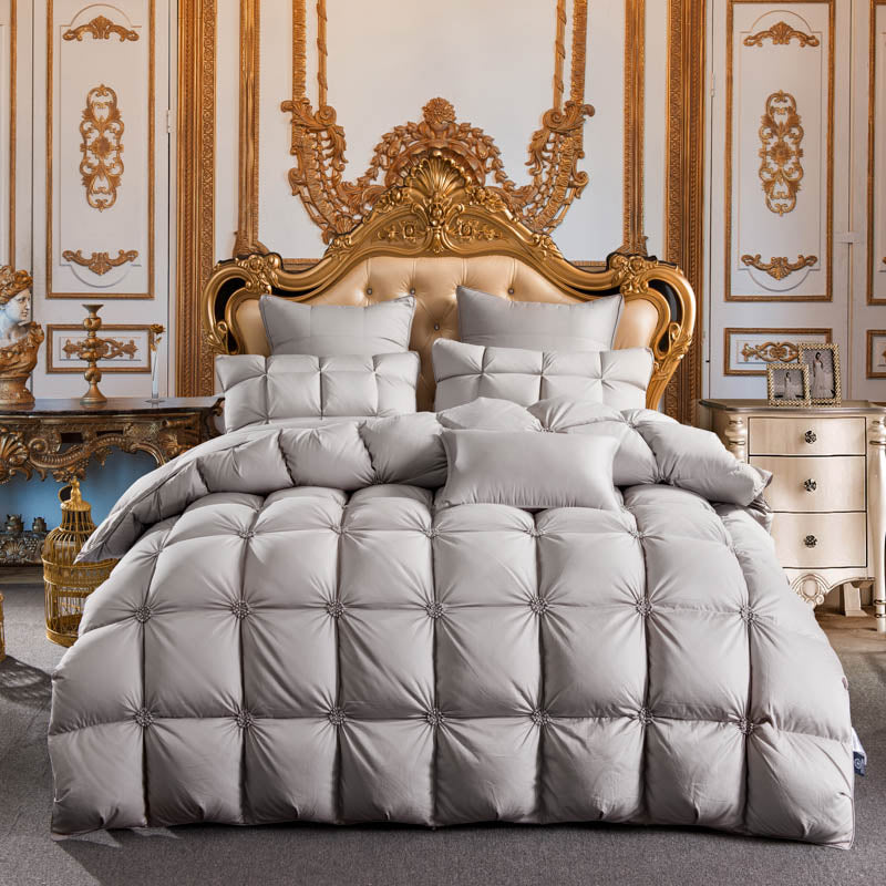Royal Grey Luxury Filling Goose Down Comforter , W1503 Cotton 100%, Full/Queen/King