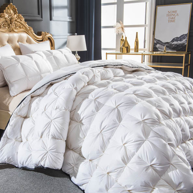 Premium Pure White Filling Goose Down Comforter Handwork, W1509 Cotton 100%, Twin/Full/Queen/King