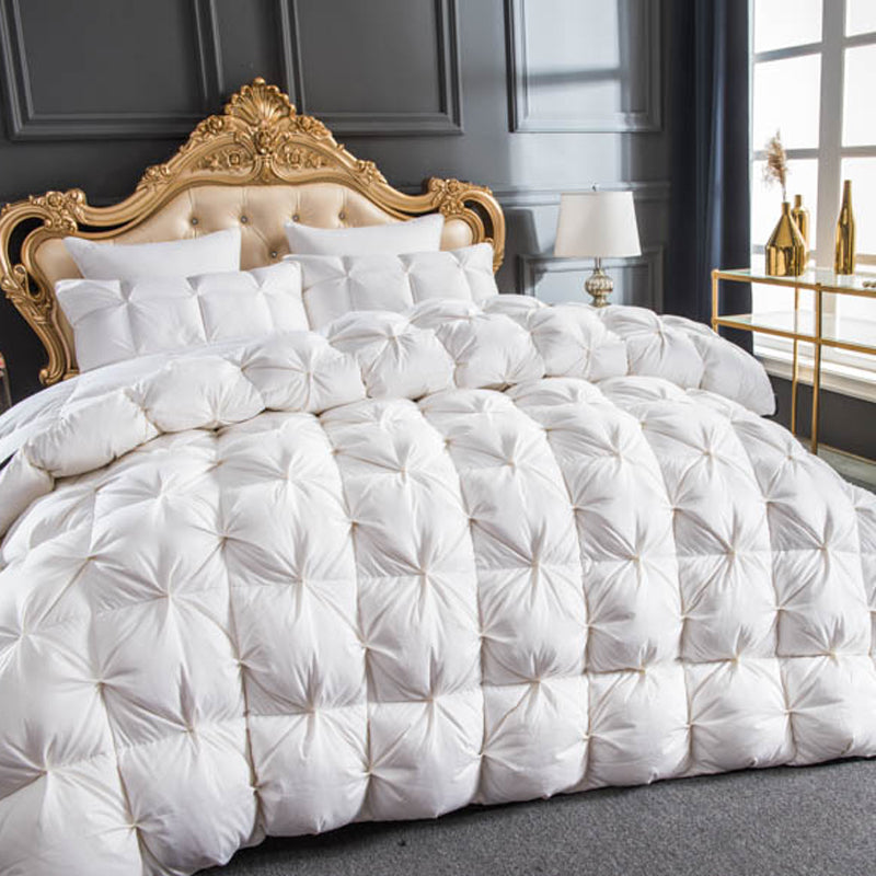 Premium Pure White Filling Goose Down Comforter Handwork, W1509 Cotton 100%, Twin/Full/Queen/King