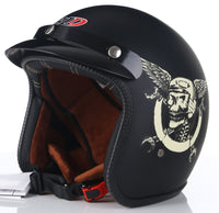 Thumbnail for Black Skull Wing Vintage Open Face Motorcycle Helmets Dot Sport Out Door