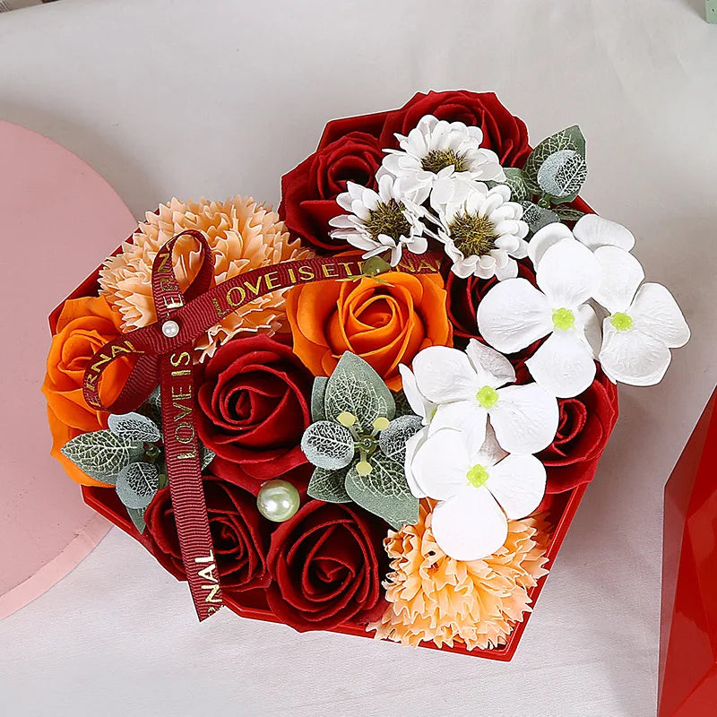 Love Red Heart Soap Flower Gift Boutique Package Gifts Wedding Artificial Flora