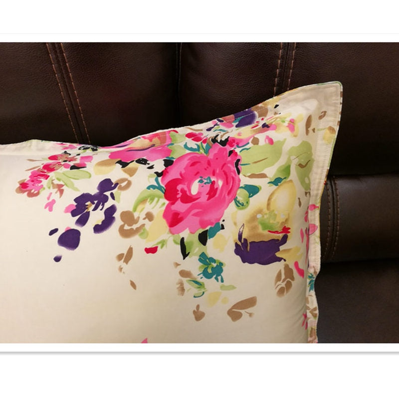 floral printed 100% pure silk oxford pillowcase high quality envelope back
