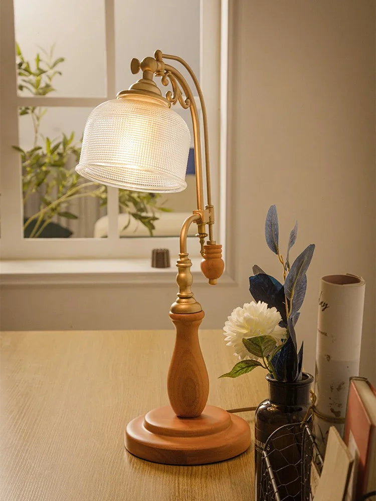 French Classic Vintage Wood Table Lamp LED Lighting Home Decoration
