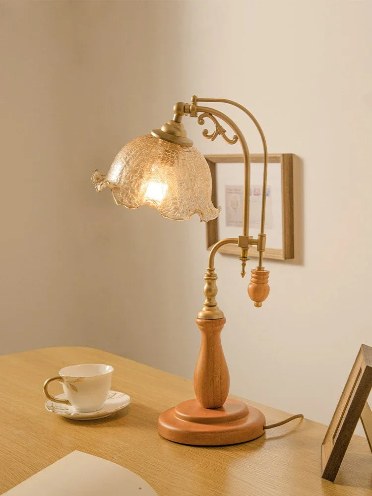 French Classic Vintage Wood Table Lamp LED Lighting Home Decoration
