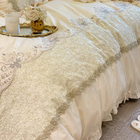 Thumbnail for Premium French Lace Europe Handmade Beads Wedding Duvet Cover, 1000TC Egyptian Cotton Bedding Set