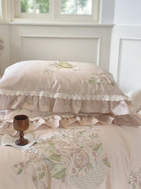 Thumbnail for French Rose Romance Vintage Embroidered Lace Duvet Cover Set, 1000TC Egyptian Cotton Bedding Set