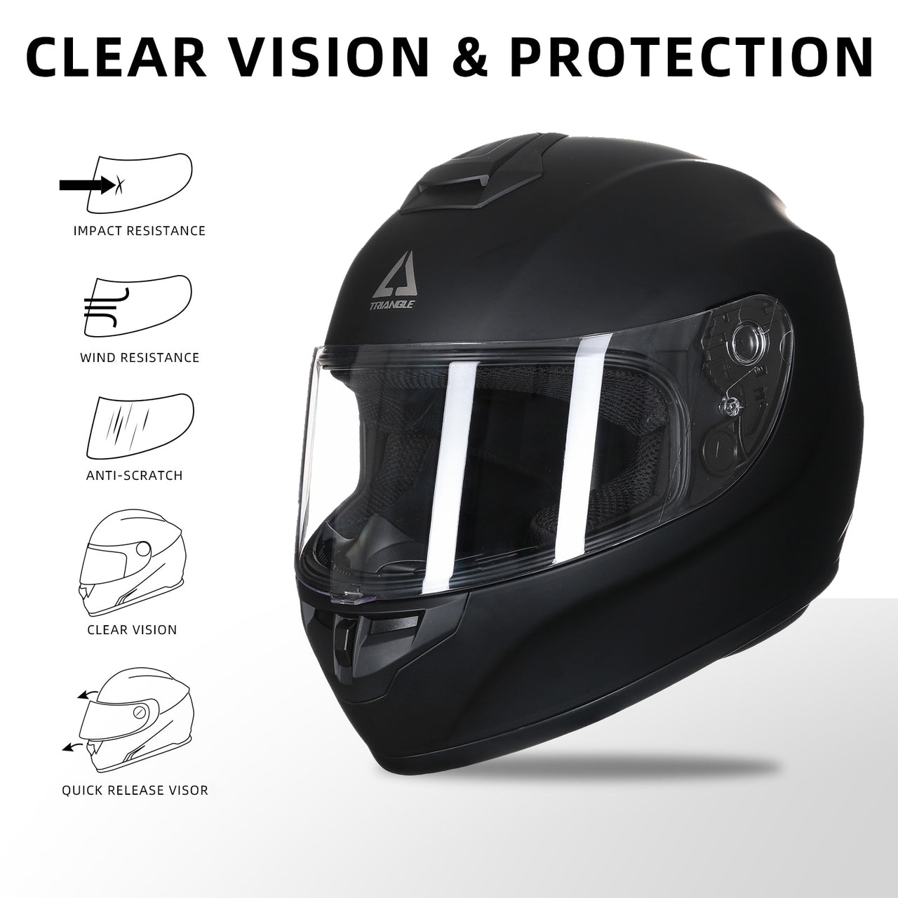 Black White Star Full Face Motorcycle Helmets Clear Visor DOT Approved Moto Sport Out Door