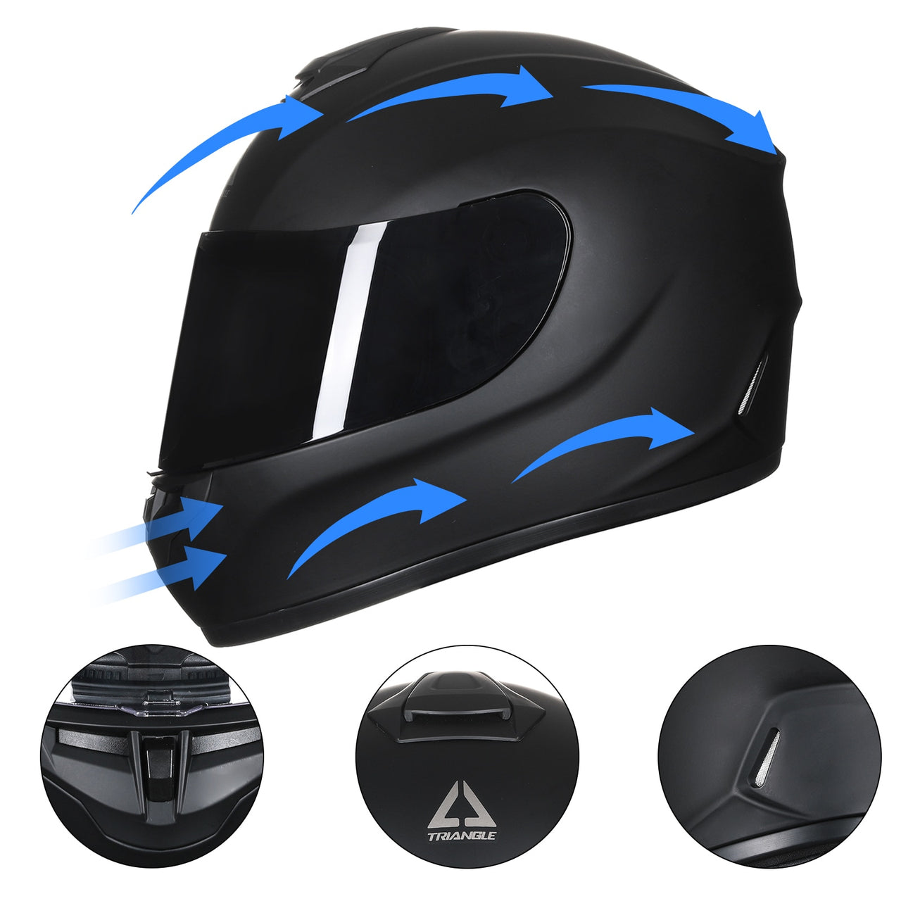 Black White Star Full Face Motorcycle Helmets Clear Visor DOT Approved Moto Sport Out Door