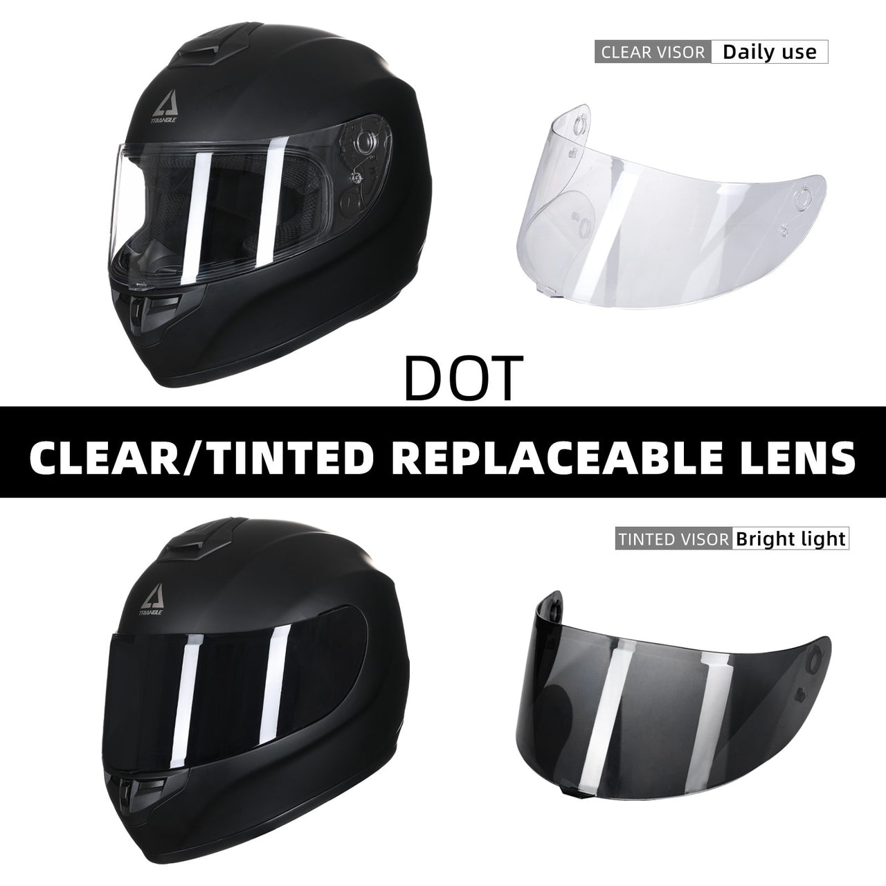 Black White Star Full Face Motorcycle Helmets Clear Visor DOT Approved Moto Sport Out Door