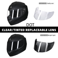 Thumbnail for Black White Star Full Face Motorcycle Helmets Clear Visor DOT Approved Moto Sport Out Door