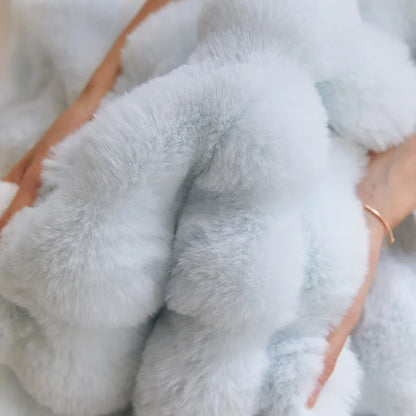 Beige Pink Blue Fur Blankets for Winter Luxury Warm Comfortable for Sofa
