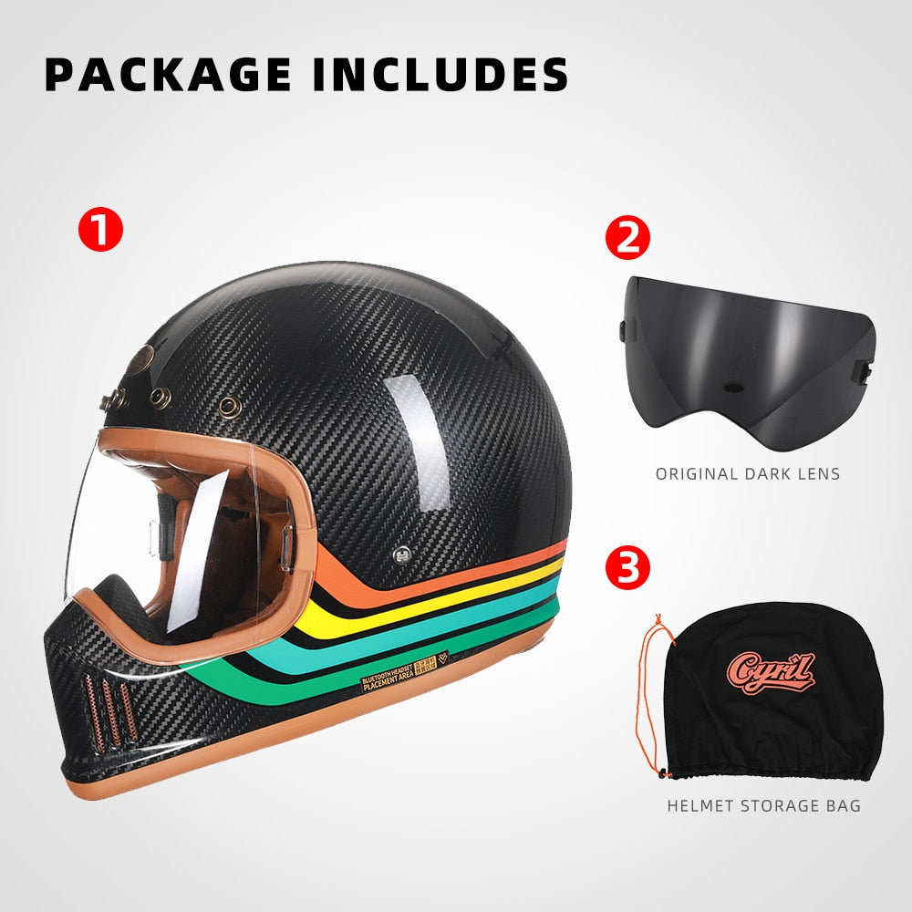 Black Classic Premium Motorcycle Helmets Genuine Carbon Fiber Full Face Moto Carbon Fiber Lightweight Racing Dot Approved