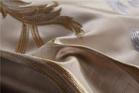 Thumbnail for Brown Golden Baroque Luxury Satin Jacquard Duvet Cover Set, Silk Cotton Bedding Set