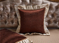 Thumbnail for Brown Golden Baroque Luxury Satin Jacquard Duvet Cover Set, Silk Cotton Bedding Set