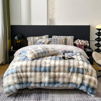 Thumbnail for Premium Gradient Fur Autumn Winter Plush Cozy Duvet Cover Bedding Set