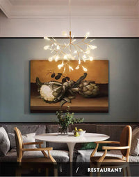 Thumbnail for Rose Gold Nordic Chandelier Art Lighting Hanging living Room Restaurant Kitchen Firefly Lamp Branch Round