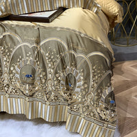 Thumbnail for Luxury Orange Gold Horse Lace Edge Palace Silky Duvet Cover Set, 1000TC Egyptian Cotton Bedding Set