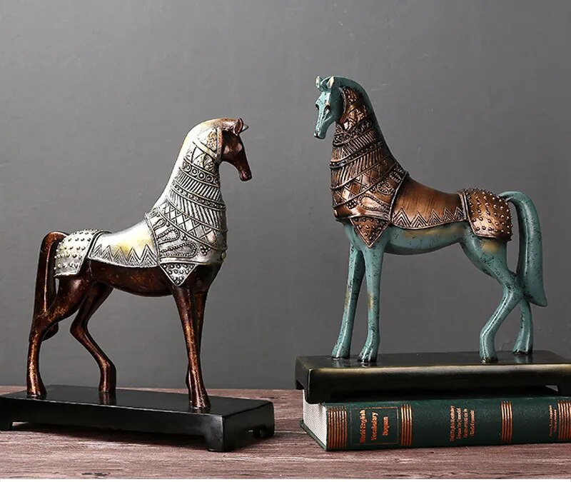 Strong Horse Statue Glazed Ceramics Warhorse Retro Sculptures and Statues Decorations Gift