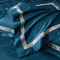 Thumbnail for Grey Red Burgundy Embroidery Satin Jacquard Duvet Cover Set, Egyptian Cotton 1400TC Bedding Set