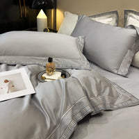 Thumbnail for Luxury Black Gold European American Style Embroidery Duvet Cover Set, 1000TC Egyptian Cotton Bedding Set