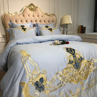 Thumbnail for White Golden Premium Europe American Style Duvet Cover Set, Egyptian Cotton Bedding Set