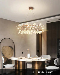 Thumbnail for Rose Gold Nordic Chandelier Art Lighting Hanging living Room Restaurant Kitchen Firefly Lamp Branch Round