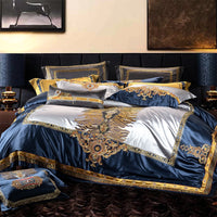 Thumbnail for Luxury Gold Red Jacquard Palace Embroidered Duvet Cover Set, Silk Cotton 800 Thread Count Bedding Set