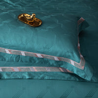 Thumbnail for Grey Red Burgundy Embroidery Satin Jacquard Duvet Cover Set, Egyptian Cotton 1400TC Bedding Set