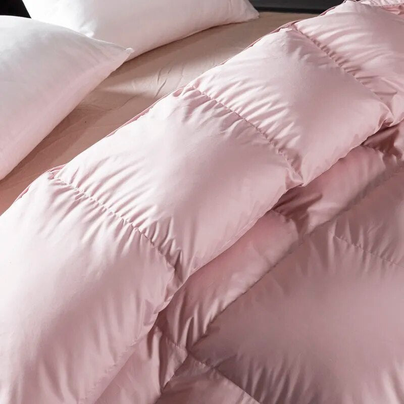 Pure White Blue Pink Luxury Premium Goose Down Comforter Warm Quilted Blanket for Bedding Set