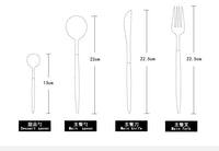 Thumbnail for Luxury White Gold European Stainless Steel Cutlery Set Dinnerware 24pcs/set