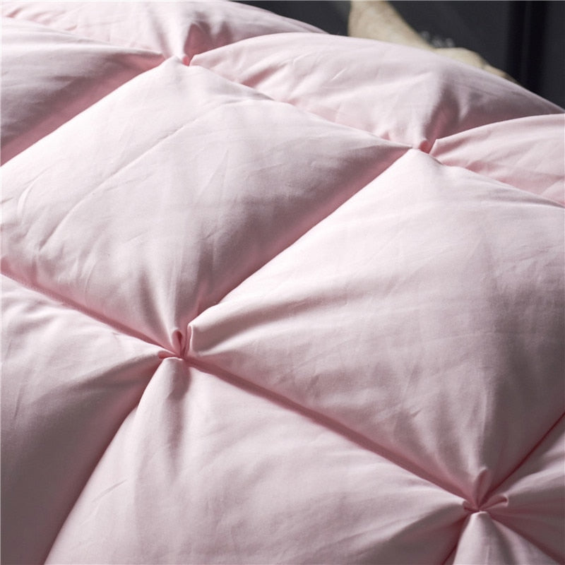 White Pink Premium High Grade Natural Goose Down Pillows 100% Cotton