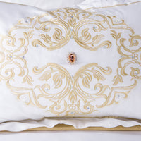 Thumbnail for White Gold Baroque Premium Embroidered Duvet Cover Set, Egyptian Cotton Bedding Set