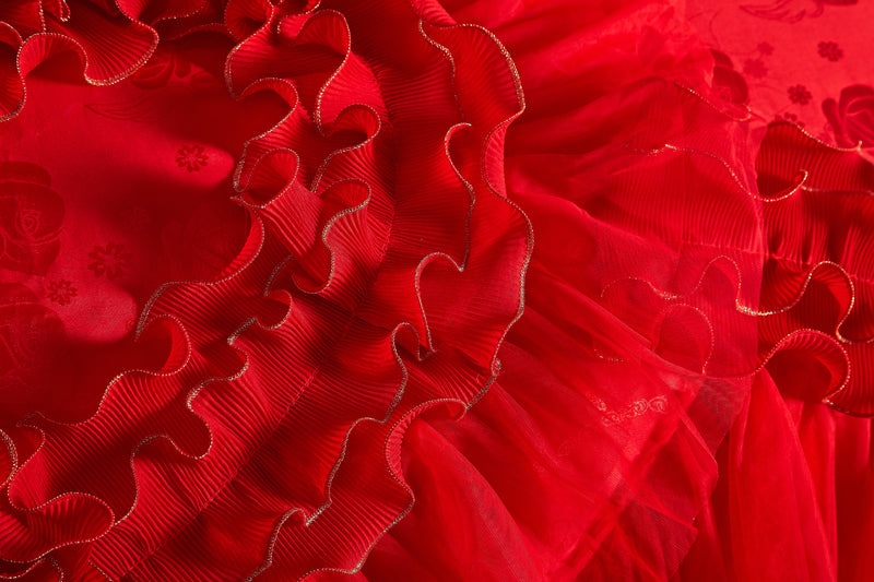 Pink Lace Princess Wedding Premium Duvet Cover Set, Silk Cotton Bedding Set