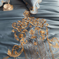 Thumbnail for Red White Gold Embroidered Duvet Cover Set European Linen Lace Soft Satin Silk Bedding Set