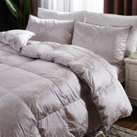 Thumbnail for Luxury White Pink Fluffy Goose Down Comforter for All Seasons Hotel Quality Grade