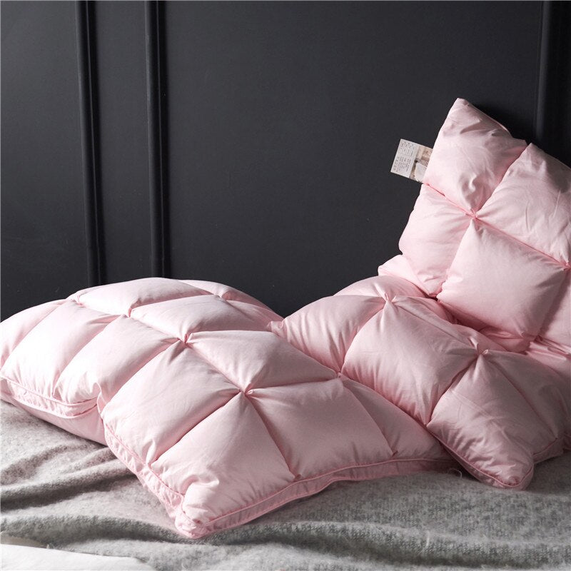 White Pink Premium High Grade Natural Goose Down Pillows 100% Cotton