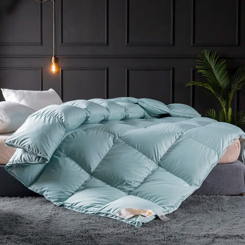 Pure White Blue Pink Luxury Premium Goose Down Comforter Warm Quilted Blanket for Bedding Set
