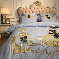 Thumbnail for White Golden Premium Europe American Style Duvet Cover Set, Egyptian Cotton Bedding Set