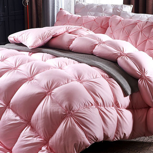 Luxury Pink White Grey Goose Down Comforter Premium Hotel Grade Thick and Super Warm with Floral