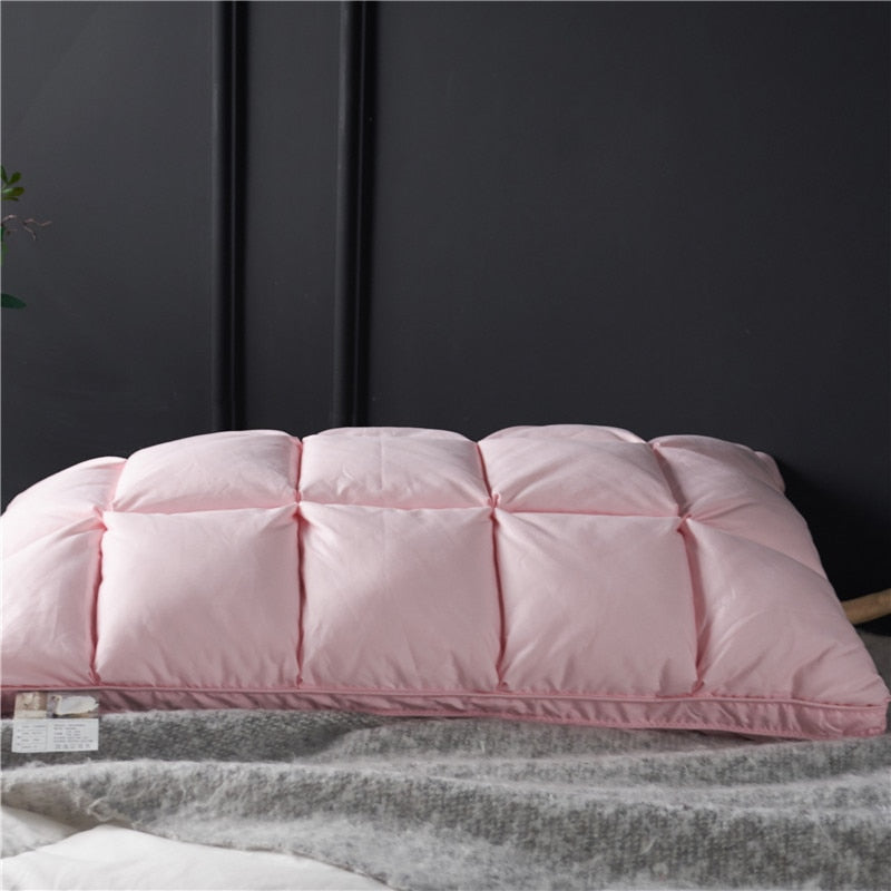 White Pink Premium High Grade Natural Goose Down Pillows 100% Cotton