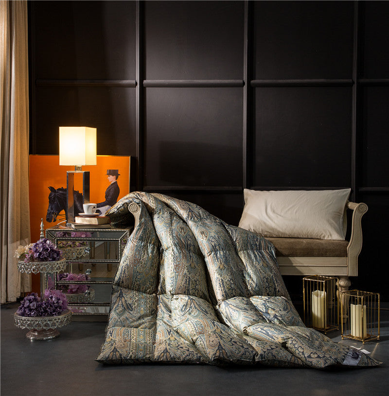 Luxury Paisley Bohemian Goose Down Comforter Twin Queen King size