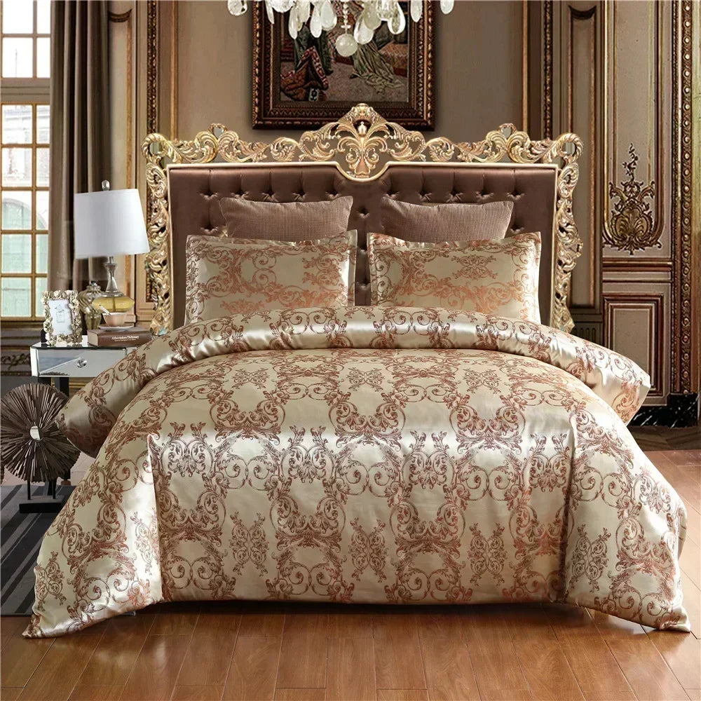 Baroque Jacquard Luxury European Wedding American Satin Bedding Set