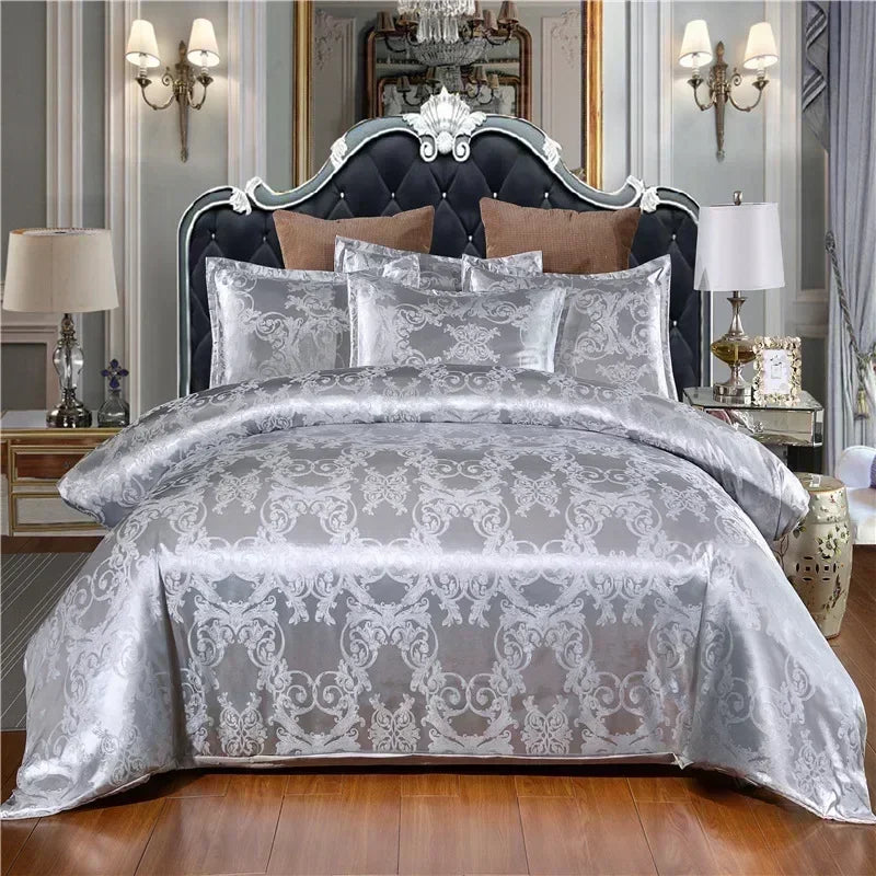 Baroque Jacquard Luxury European Wedding American Satin Bedding Set