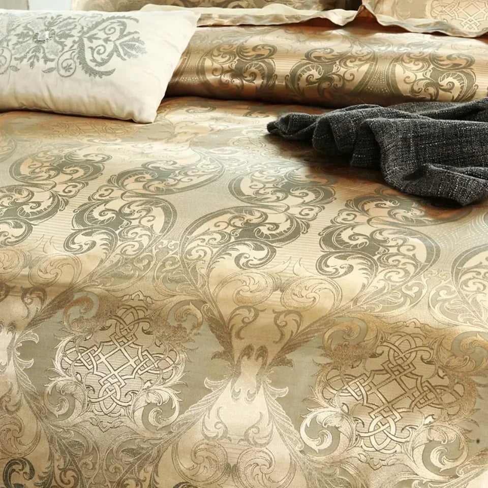 Baroque Jacquard Luxury European Wedding American Satin Bedding Set