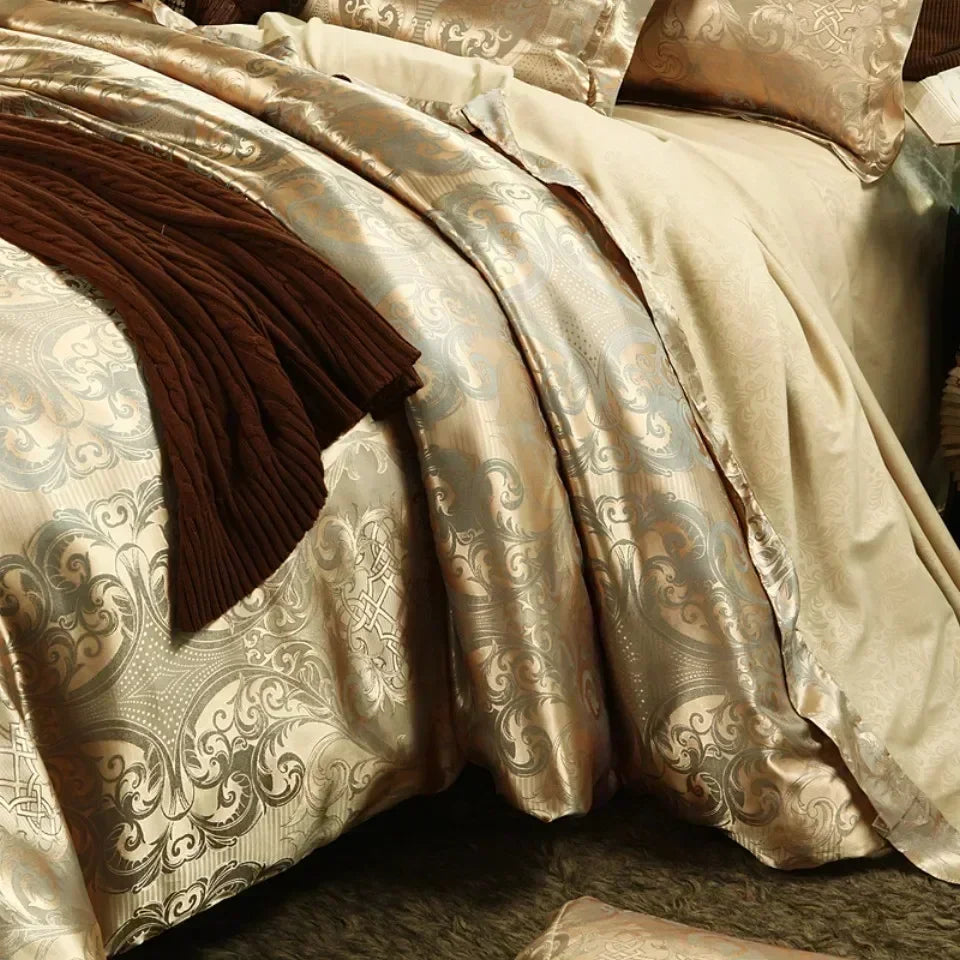 Baroque Jacquard Luxury European Wedding American Satin Bedding Set