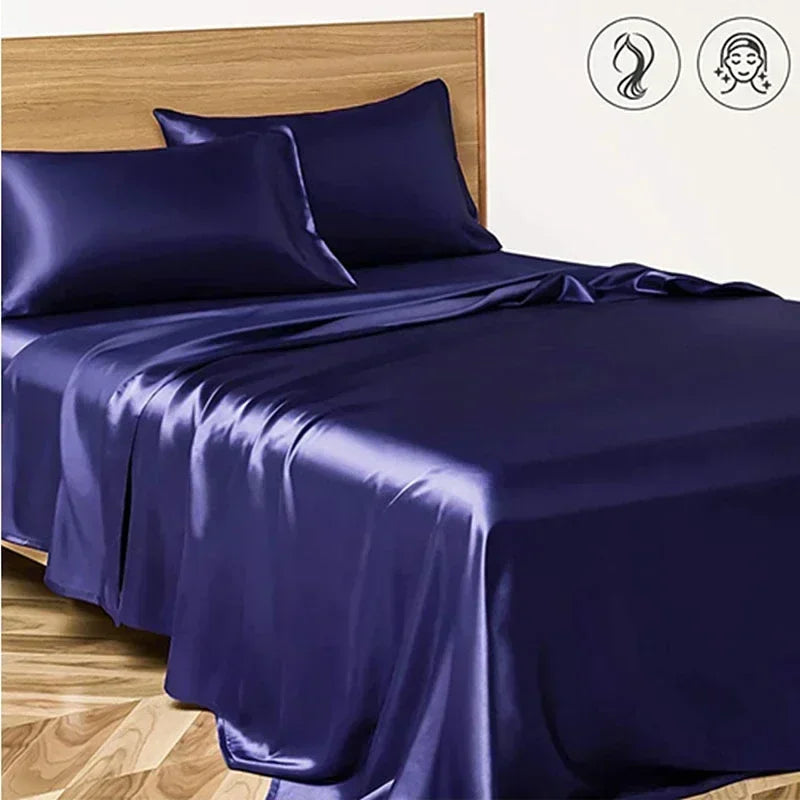 Modern Purple Burgundy Satin Fabric Silky Bedding Set