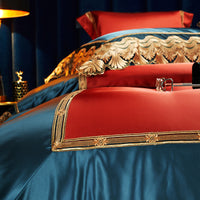 Thumbnail for Luxury Vintage Europe Baroque Gold Lace Edge Wedding Duvet Cover Set, Egyptian Cotton 1200TC Bedding Set