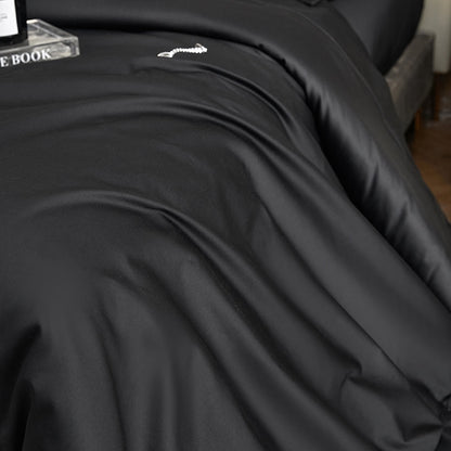 Black Grey Egyptian Cotton 1400TC Premium Silky Duvet Cover Bedding Set