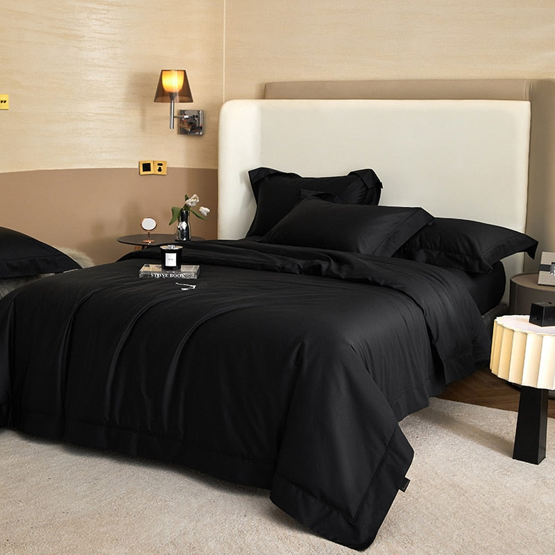 Black Grey Egyptian Cotton 1400TC Premium Silky Duvet Cover Bedding Set